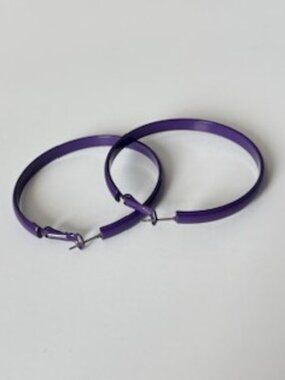 Large Purple Hoop Earrings - 2 Inches in Diameter
